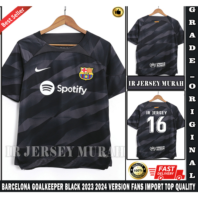 Jual Jersey Sepak Bola Barcelona Gk Goalkeeper Hitam 2023/2024 New ...