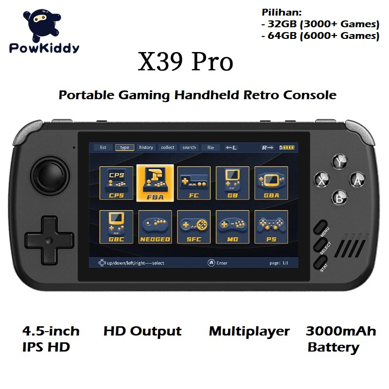 Jual POWKIDDY X39 PRO - Handheld Retro Games Console - Konsol Tangan ...
