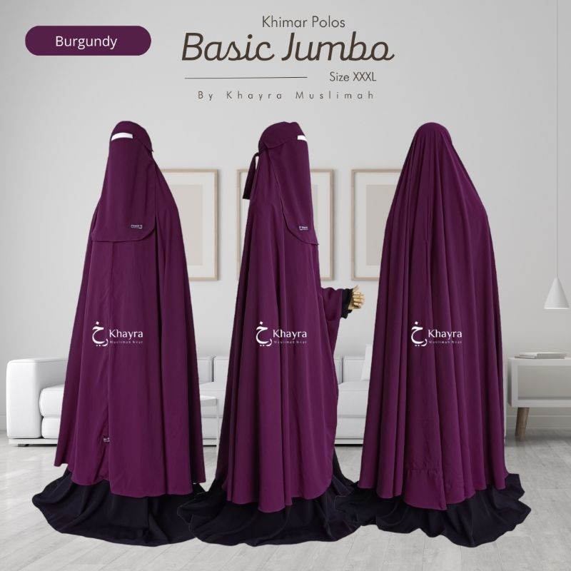 KHIMAR POLOS BASIC JUMBO (TANPA CADAR) BY KHAYRA MUSLIMAH