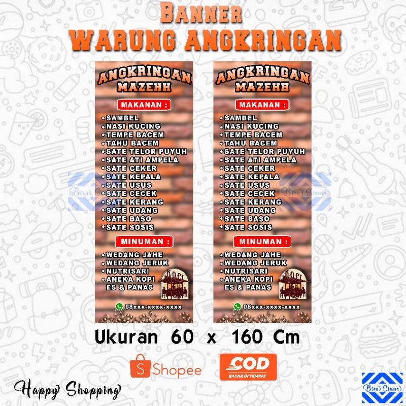 Jual Banner Spanduk Warung Angkringan 60 X 160 CM | Shopee Indonesia