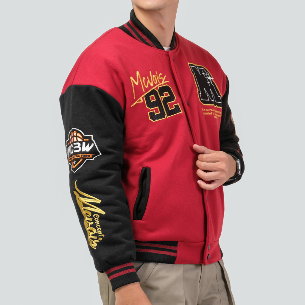 Jual Varsity Jaket Bear Maroon Full Bordir Premium Distro | Shopee ...