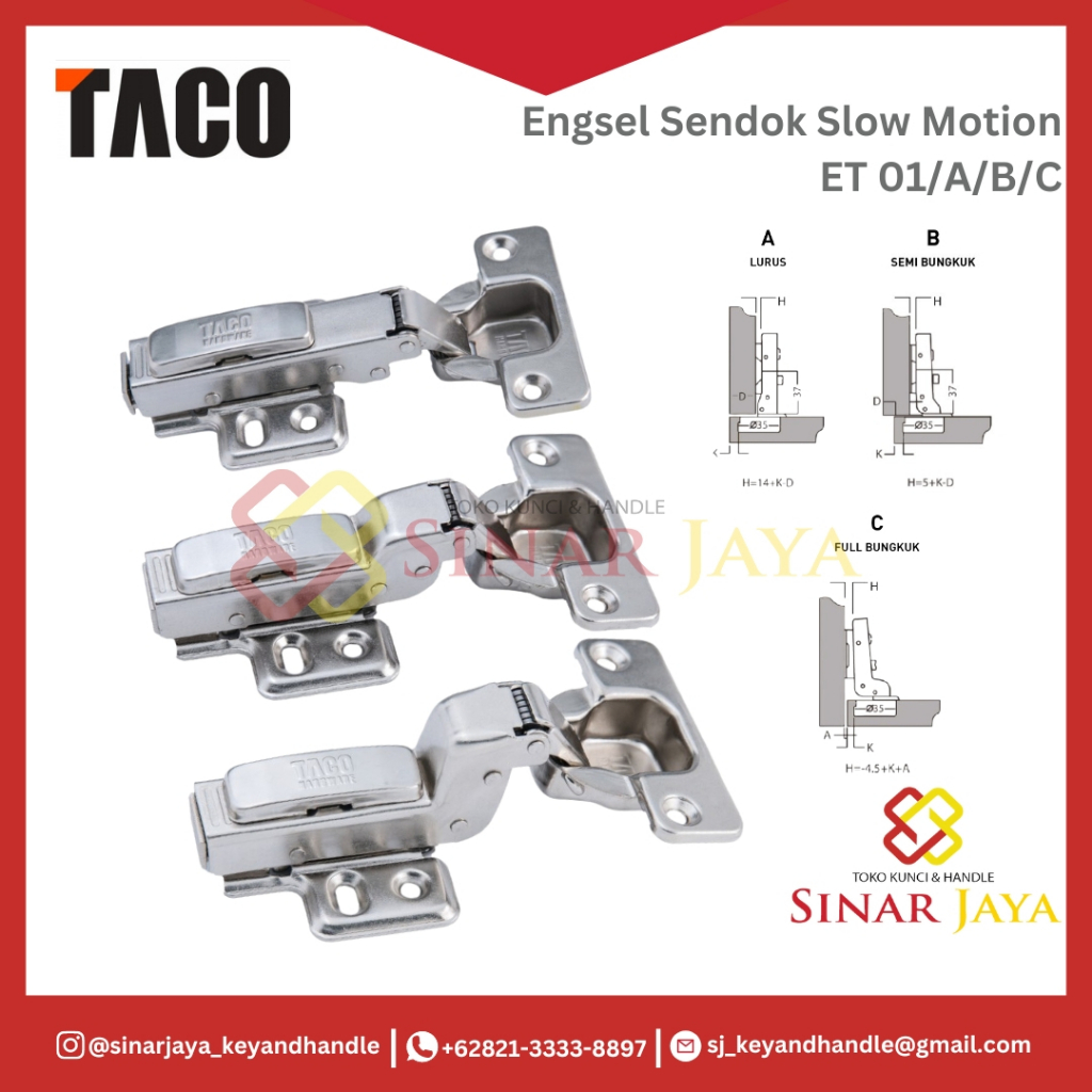 Jual Engsel Sendok Slow Motion TACO ET 01A/B/C Lurus, 1/2 Bungkuk, Full ...