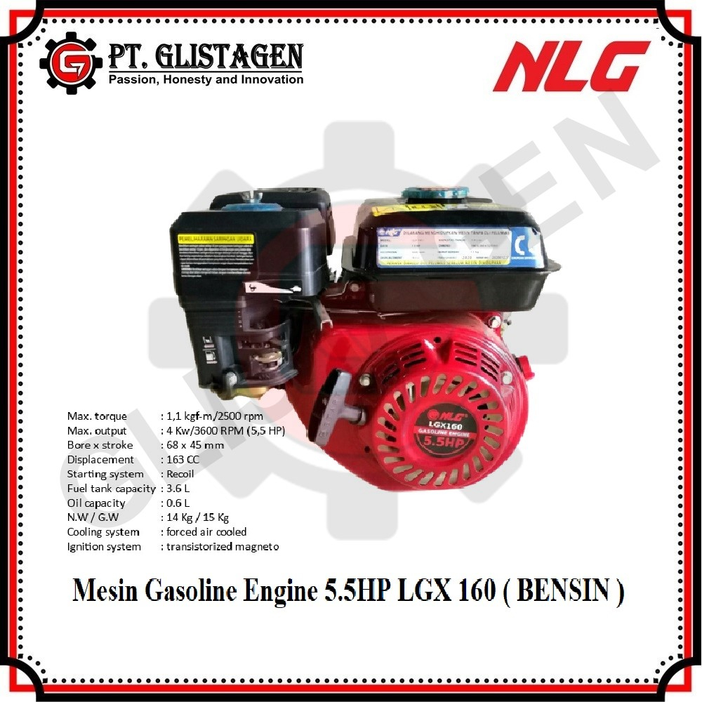 Jual Engine LGX 160 NLG Mesin Penggerak Gasoline Bensin Serbaguna 5.5 ...