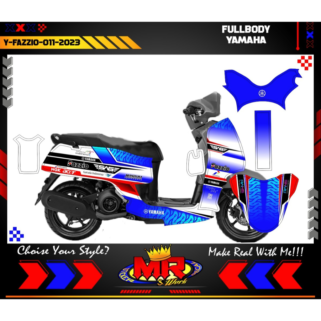 Jual Decal Wrapping Motor Yamaha Fazzio Fullbody Decal Sporty Racing ...