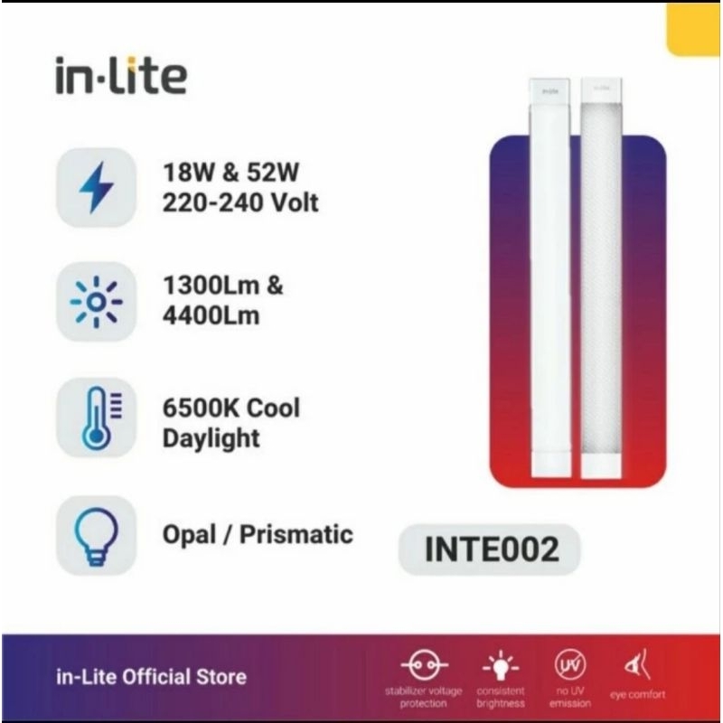 Jual Lampu Led T8 Integrated Prismatic 18w 52w Inlite Inte002