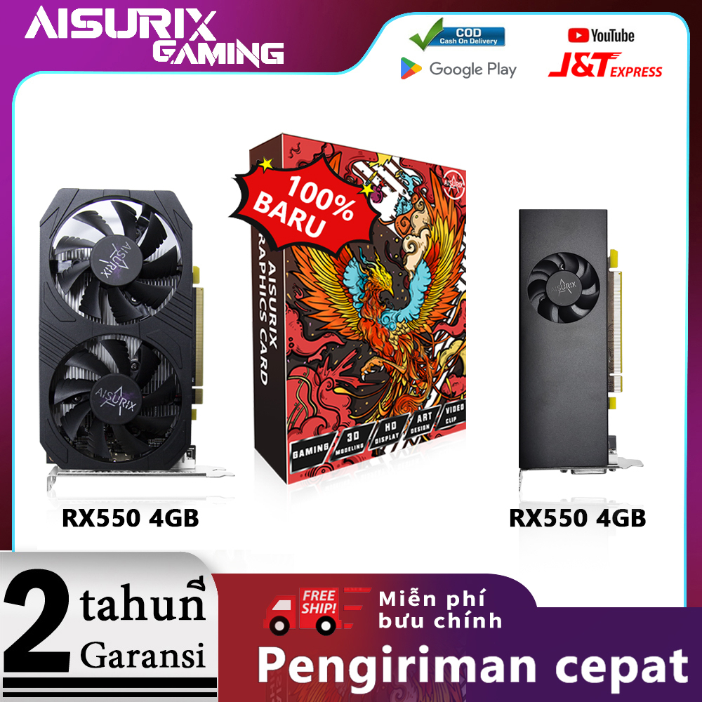 Jual Aisurix Rx550 4gb Vga Card D5 Lp Gpu Gddr5 128bit Desktop Computer