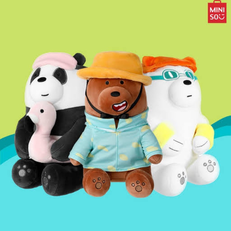 Jual Denpasar Miniso We Bare Bears Lovely Sitting Plush Toy Boneka Ice Bear Grizzly Panda 1791