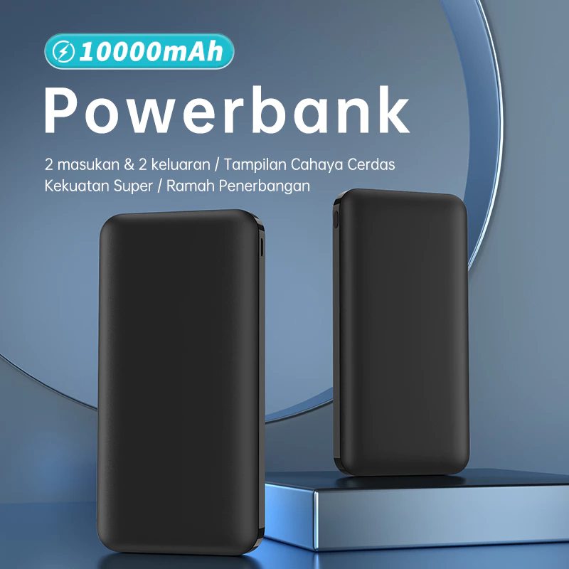 KIVEE Powerbank mini murah Fast charging 10000 mah power bank dual usb Black