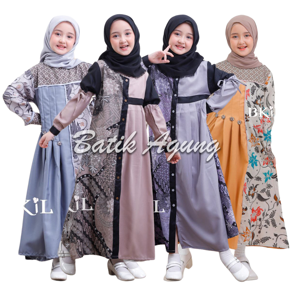 Jual Baju Gamis Batik Anak Perempuan Umur 1 - 10 Tahun Kekinian / Baju