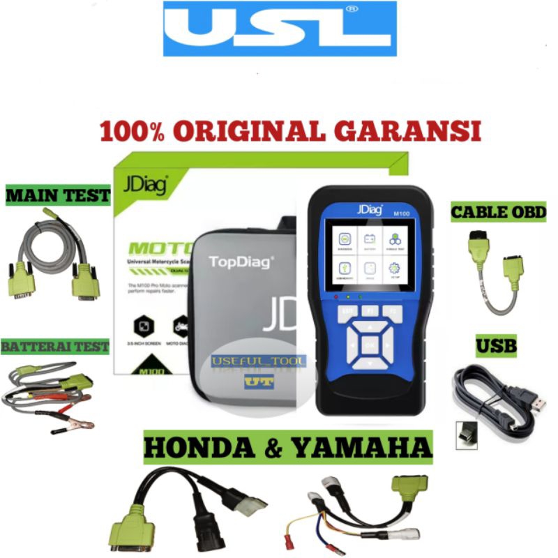 Jual JDiag m100 Scaner injeksi motor OBD2 Yamah4 Honda | Shopee Indonesia