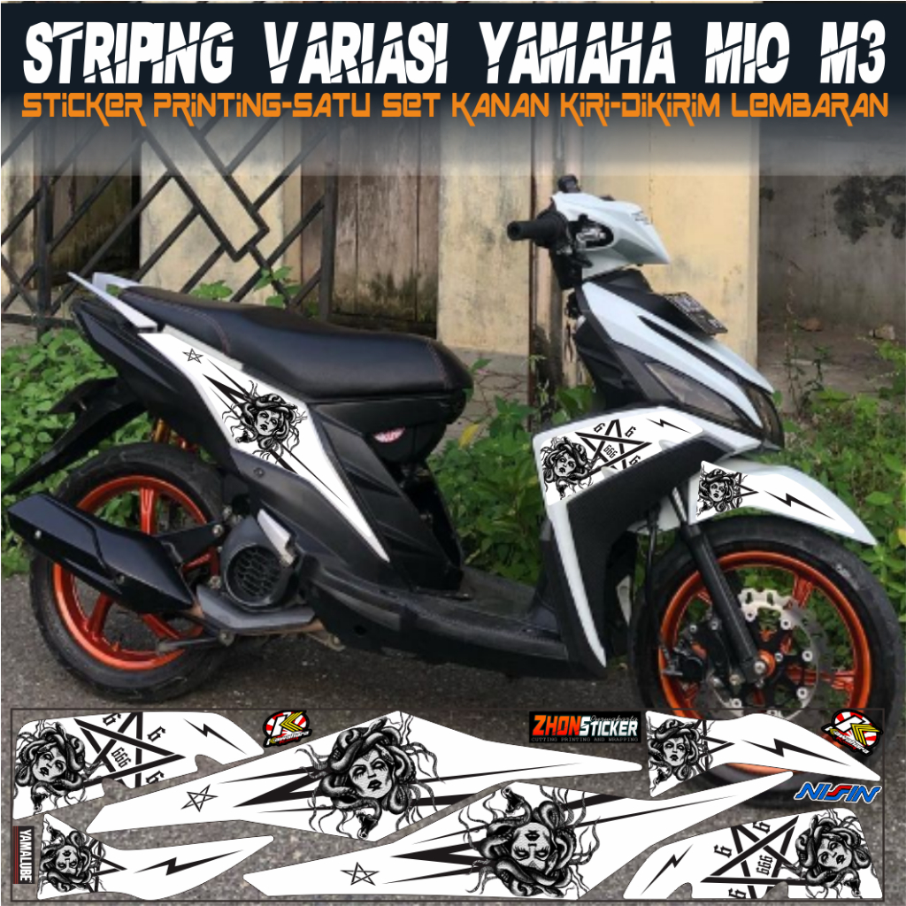 Jual striping variasi yamaha mio m3 sticker medusa polet bodi motor