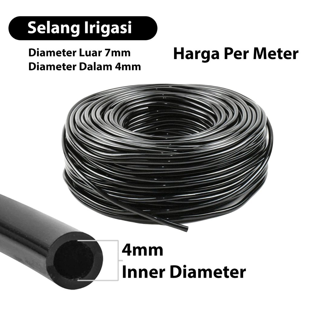 Selang Irigasi Kebun Selang Air PVC Tabung Irigasi Tetes Mikro untuk Menyiram Tanaman Pot Pipa Sprinter Bunga - Selang PE 7 mm Irigasi- Selang Hidroponik / Selang Irigasi NFT / DFT /Selang PE / Sprayer / Fogger Fertigasi Hidroponik