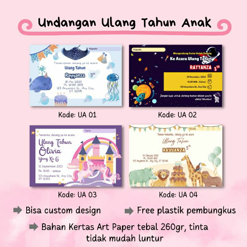 Jual Kartu Undangan Ulang Tahun Anak Lucu Unik Undangan Ulang Tahun