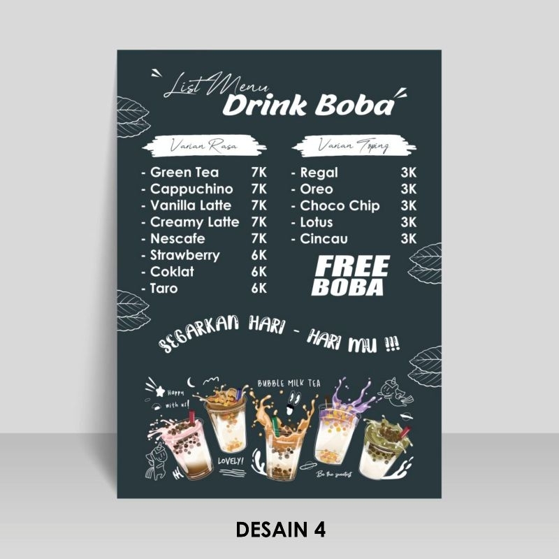 Jual CUSTOM DAFTAR MENU KERTAS TEBAL ART PAPER 260gr FREE DESAIN UKURAN ...