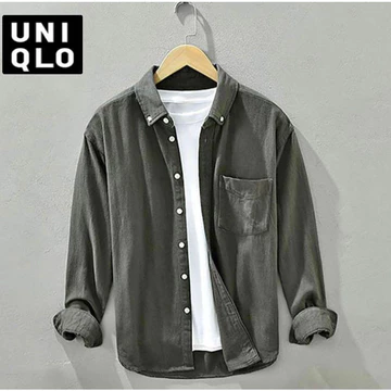 Kemeja Overshirt Pria Polos Lengan Panjang Slim Fit Casual Premium