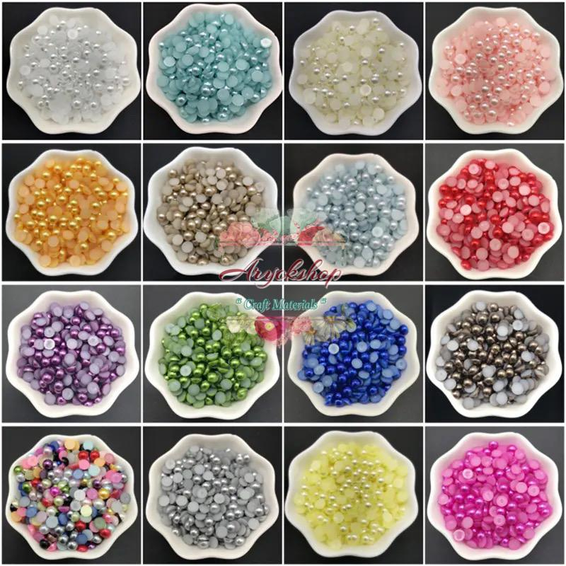 Jual ECER HALF PEARL 4MM halfpearl manik manik Mutiara belah mutbel ...
