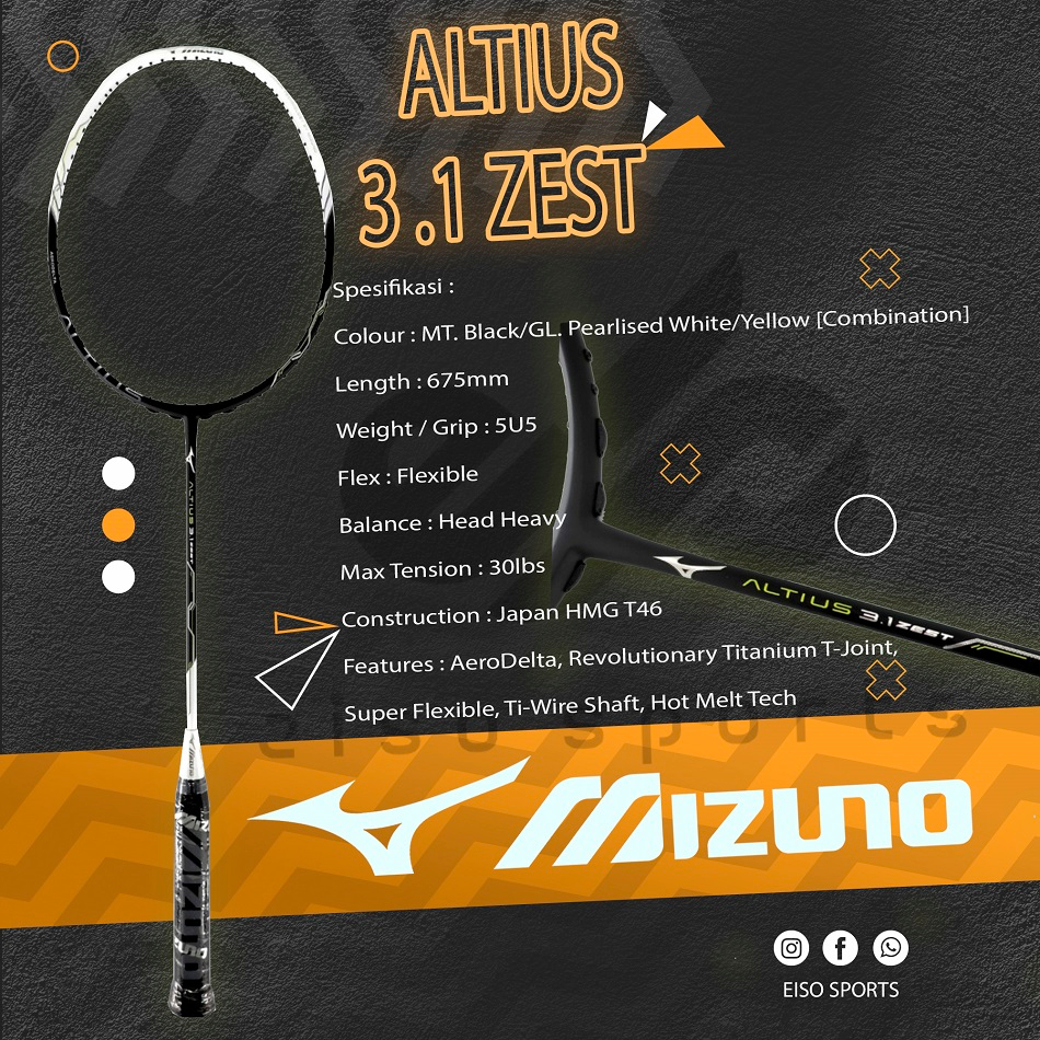 Jual Raket Badminton Mizuno Altius 3.1 Zest Bulutangkis | Shopee Indonesia