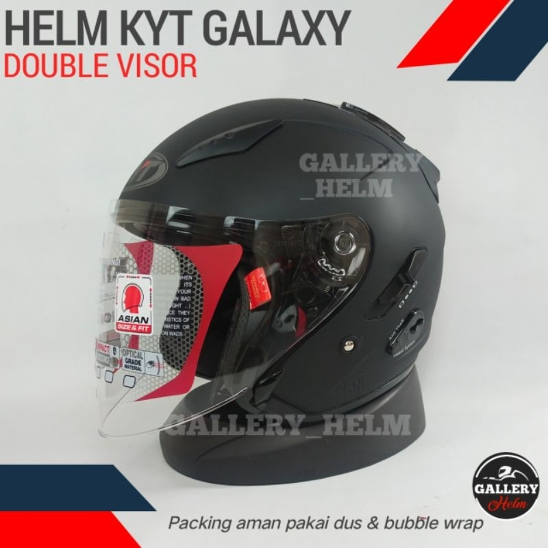 Jual HELM KYT GALAXY FLAT R SOLID HITAM DOFF PAKET GANTENG LEOPARD