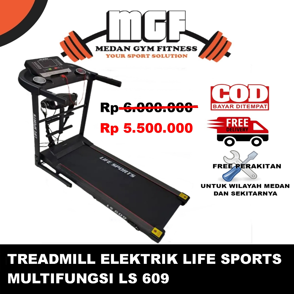 Jual ALAT FITNESS TREADMILL ELEKTRIK LIFE SPORTS MULTIFUNGSI LS 609 ...