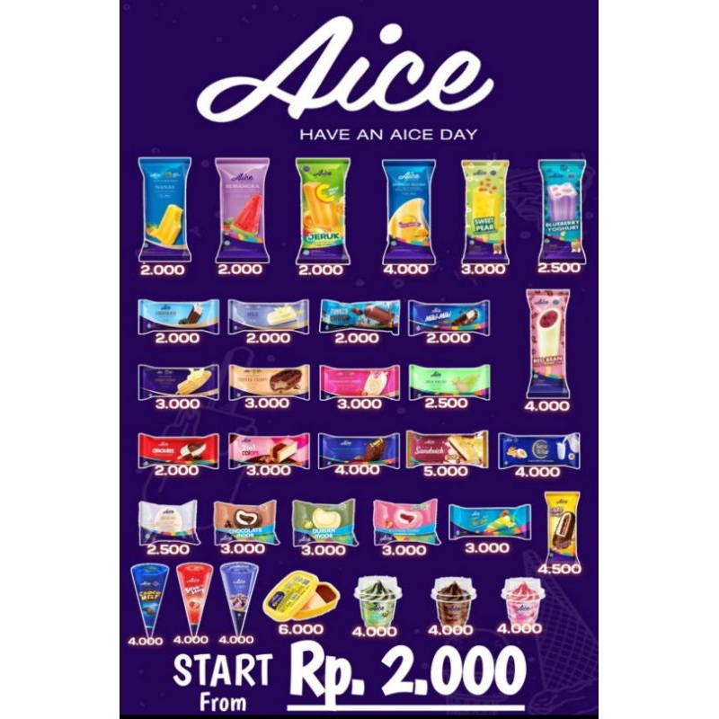 Jual Ice Cream Aice Es Krim All Varian Mochi Bobba Jagung Strawberry dll Bisa Lihat di Varian