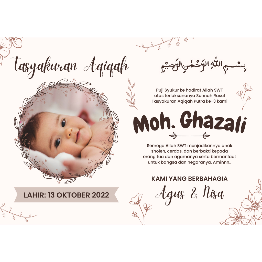 Jual Stiker Tasyakuran Selapan Aqiqah Tedak Siten Ulang Tahun Khitan ...