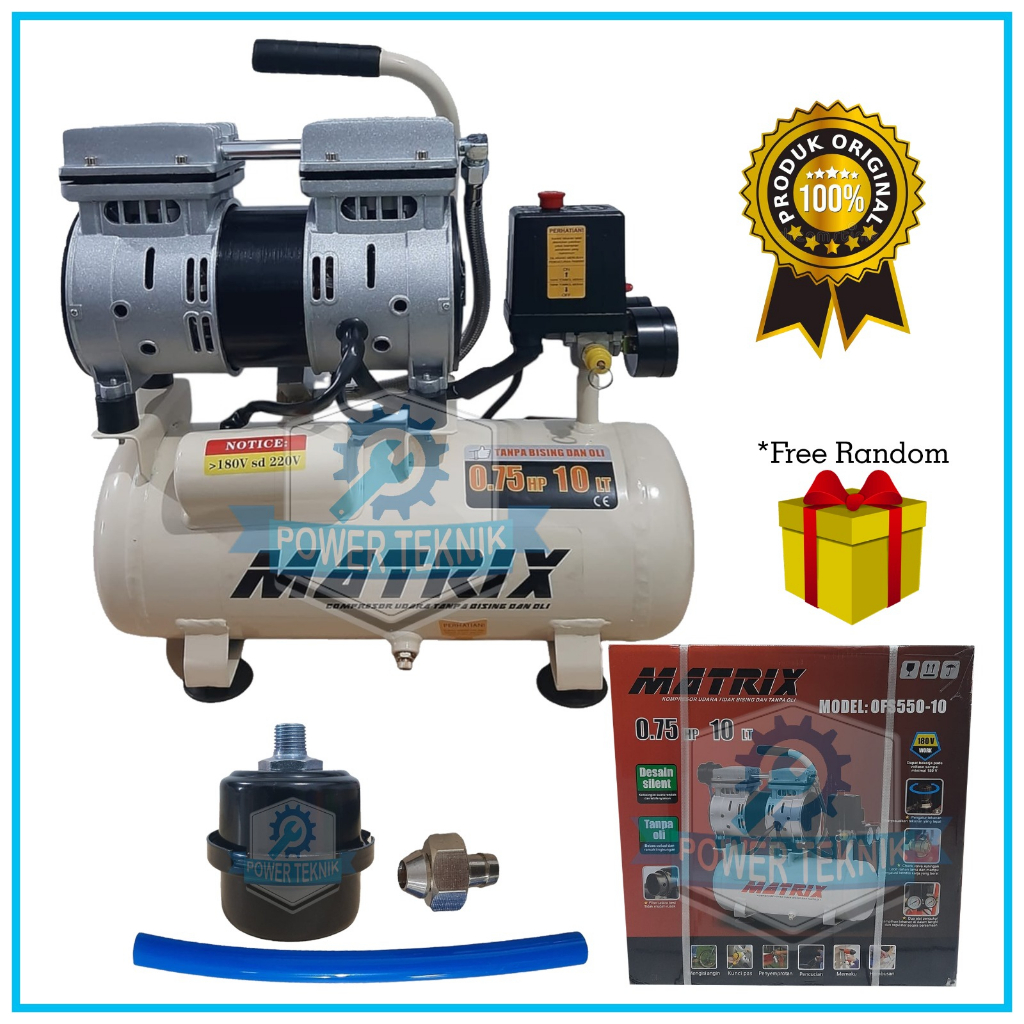Jual Kompresor Angin Listrik 3/4 HP MATRIX OFS550-10 Tanpa Oli / Air ...