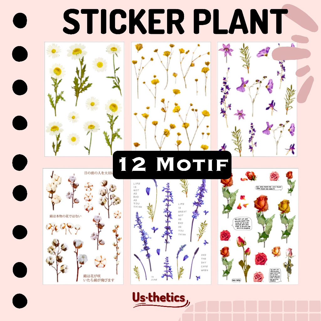Jual Sticker Pack Tanaman Bunga Transparan | Transparent plant PET ...