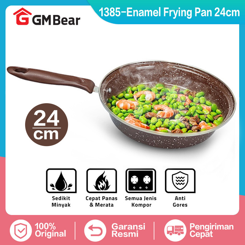 Jual Gm Bear Wajan Penggorengan Enamel Panci Wok Pan Enamel Shopee Indonesia