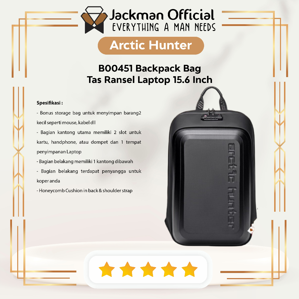 Jual ARCTIC HUNTER B00451 Backpack Bag Tas Ransel Laptop 15.6 Inch