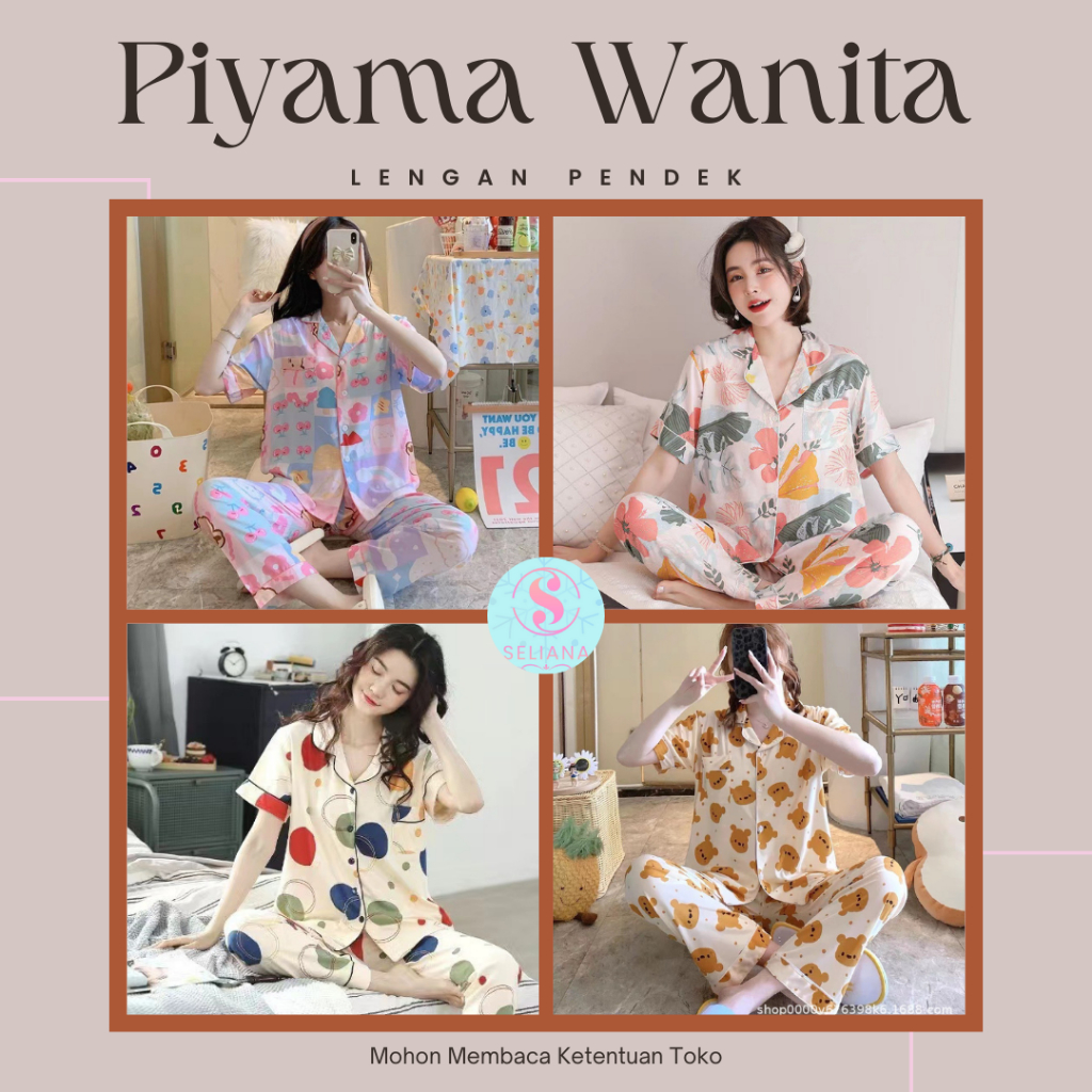 Jual Baju / Pakaian Tidur | Piyama Set Wanita Model Kemeja Berkancing ...