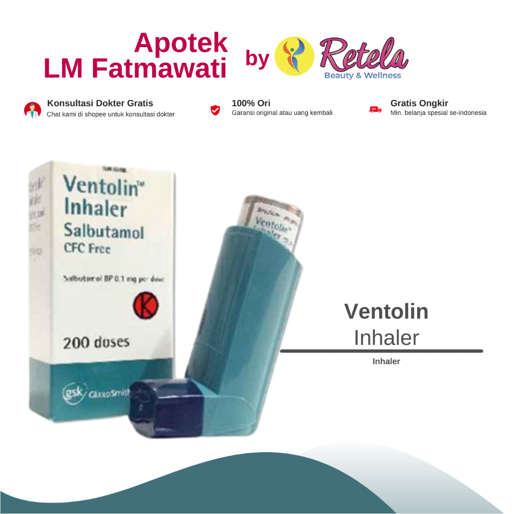 Jual Ventolin Inhaler 100 Mcg 200 Dosis Shopee Indonesia