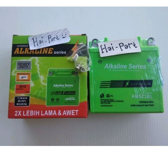 Jual AKI ACCU ALKALINE AM5Z3BL MIO SPORTY , SMILE , JUPITER OLD
