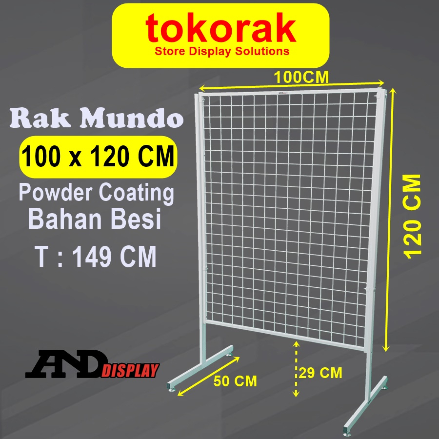 Jual RAK MUNDO 100 X 120 CM RAK AKSESORIS KAWAT DISPLAY RAK WIRE GRID ...