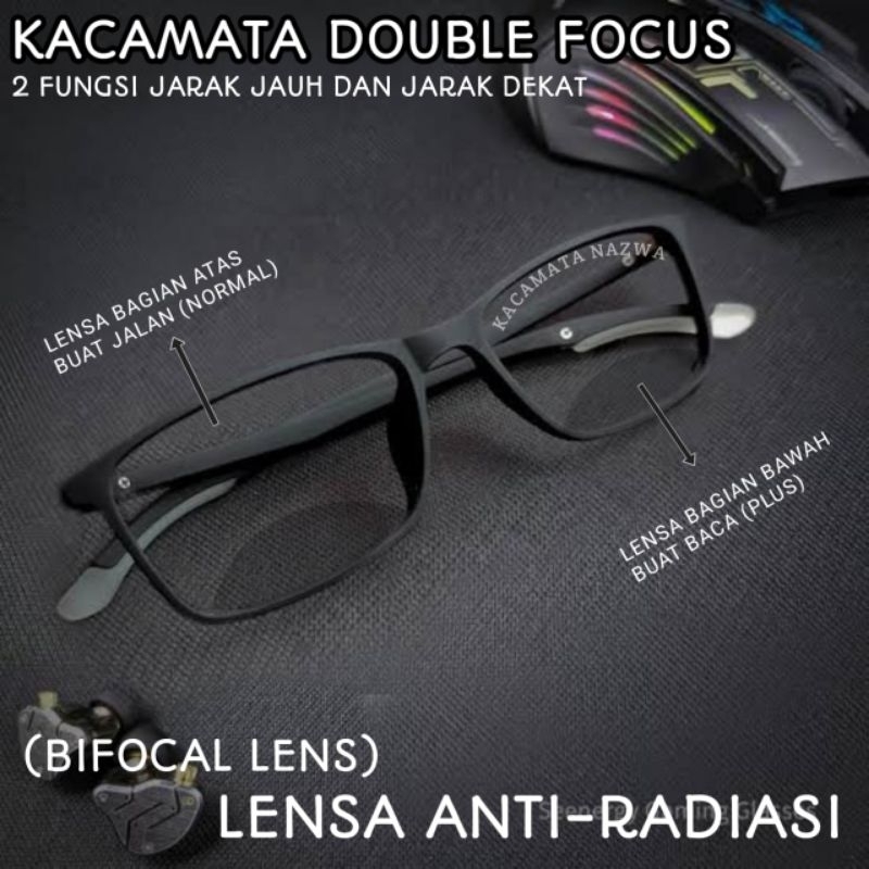 Jual kacamata 8023 lensa double atas normal lensa bawah plus baca pria ...