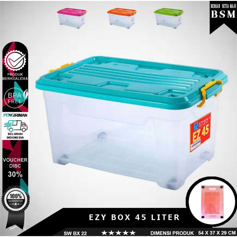 Jual BOX CONTAINER PLASTIK CB 45 LITER KOTAK/TEMPAT PENYIMPANAN WADAH ...