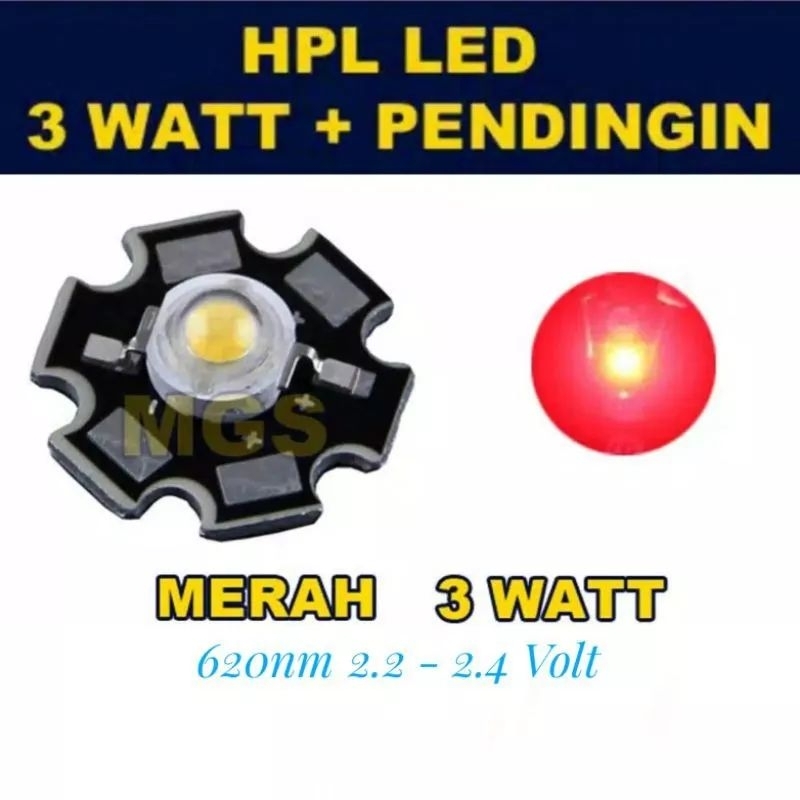 Jual HPL 3W High Power LED 3 Watt Warna dengan PCB Heatsink | Shopee ...