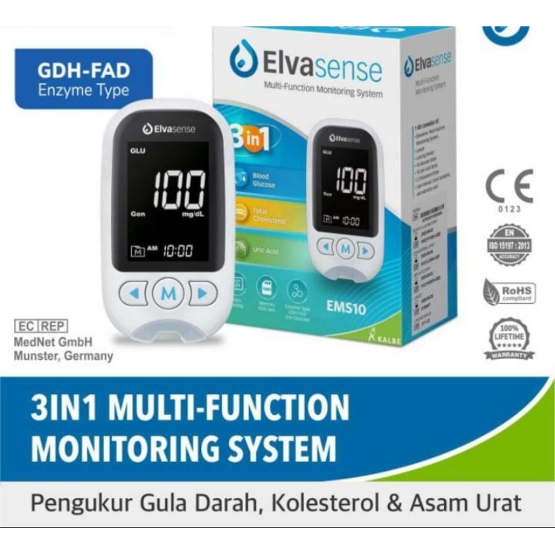 Jual Elvasense Alat Tes Gula Darah Kolesterol Asam Urat Elva Sense Cek ...