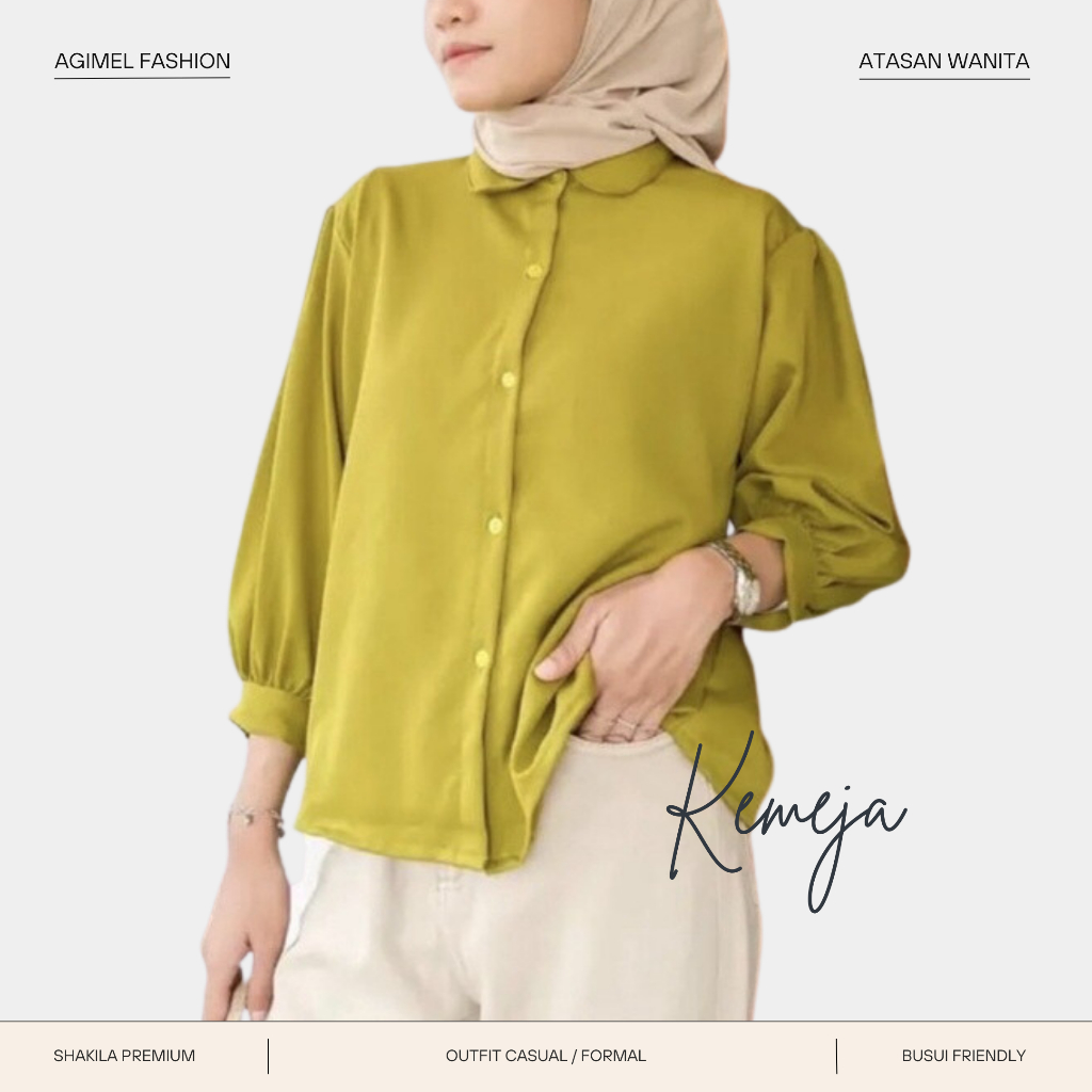 Jual Kemeja Polos Wanita Lengan Panjang Shakila Premium Outfit Casual Formal Shopee Indonesia