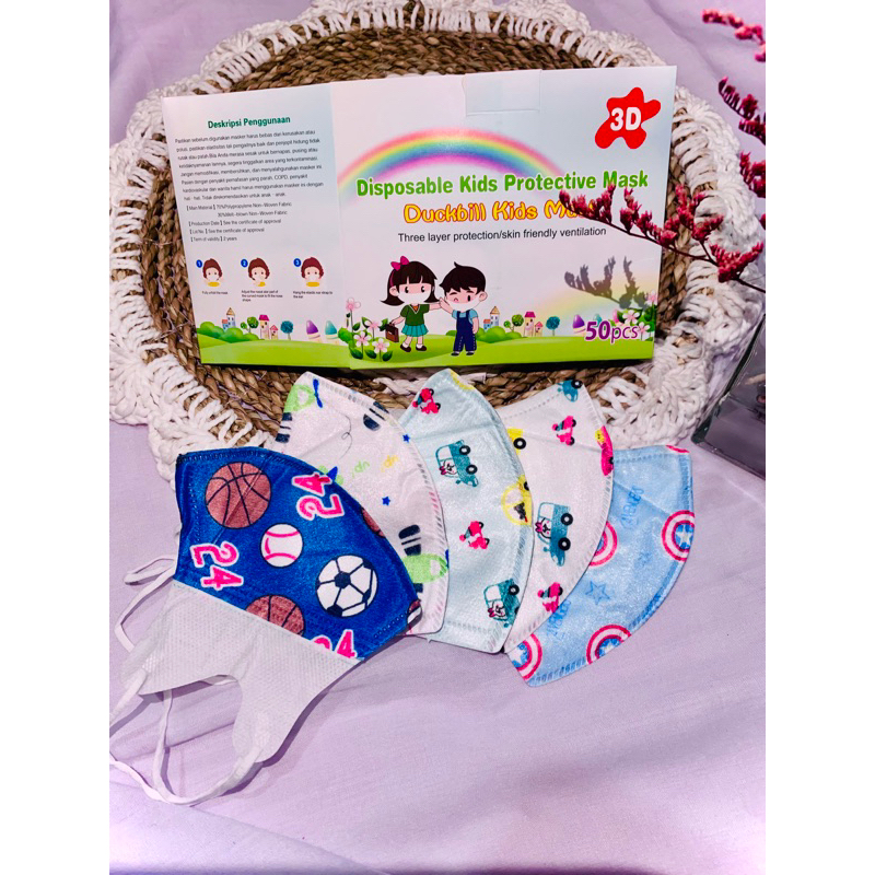 Jual MASKER ANAK DUCKBILL 3 PLY MOTIF KARTUN Alkindo , Masker 3ply ...