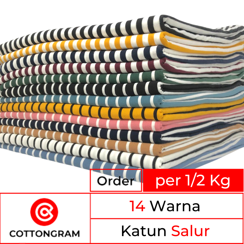 Jual COTTONGRAM Kain Kaos Bahan Cotton Combed Motif Salur Per 500 Gram Shopee Indonesia