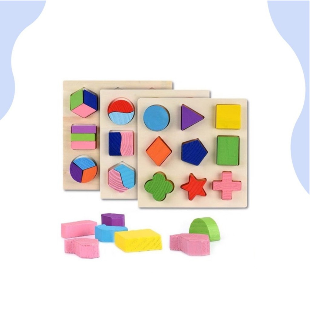 Jual Mainan Edukasi Puzzle Kayu / Puzzle Geometri / Puzzle Geometri 3D ...