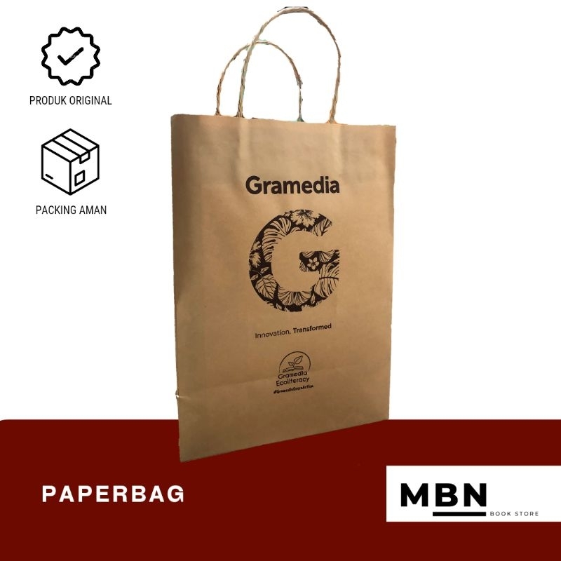 Jual PAPER BAG GRAMEDIA UKURAN M dan L (BISA UNTUK TAMBAHAN PACKING