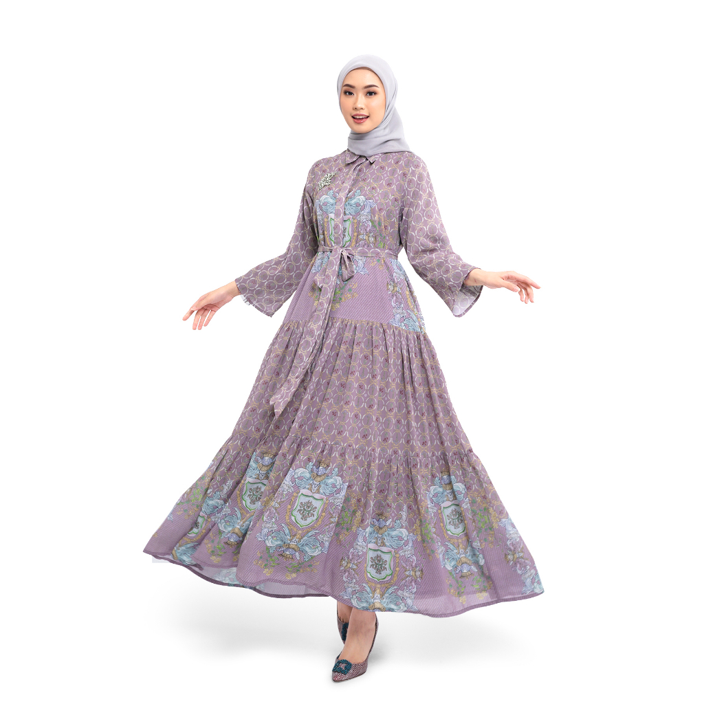 Jual Nada Puspita - Orla Tiered Dress with Tille Flip - Mauve | Shopee