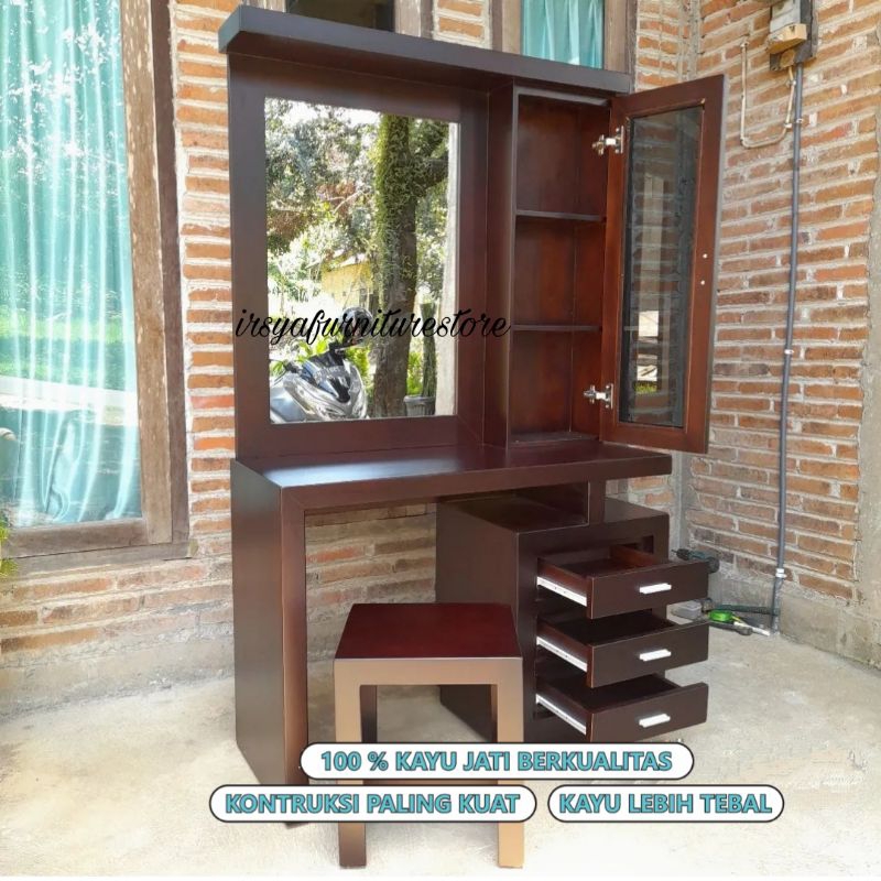 Jual Set Meja Rias Minimalis Kayu Jati - Tolet Minimalis Jati Solid ...