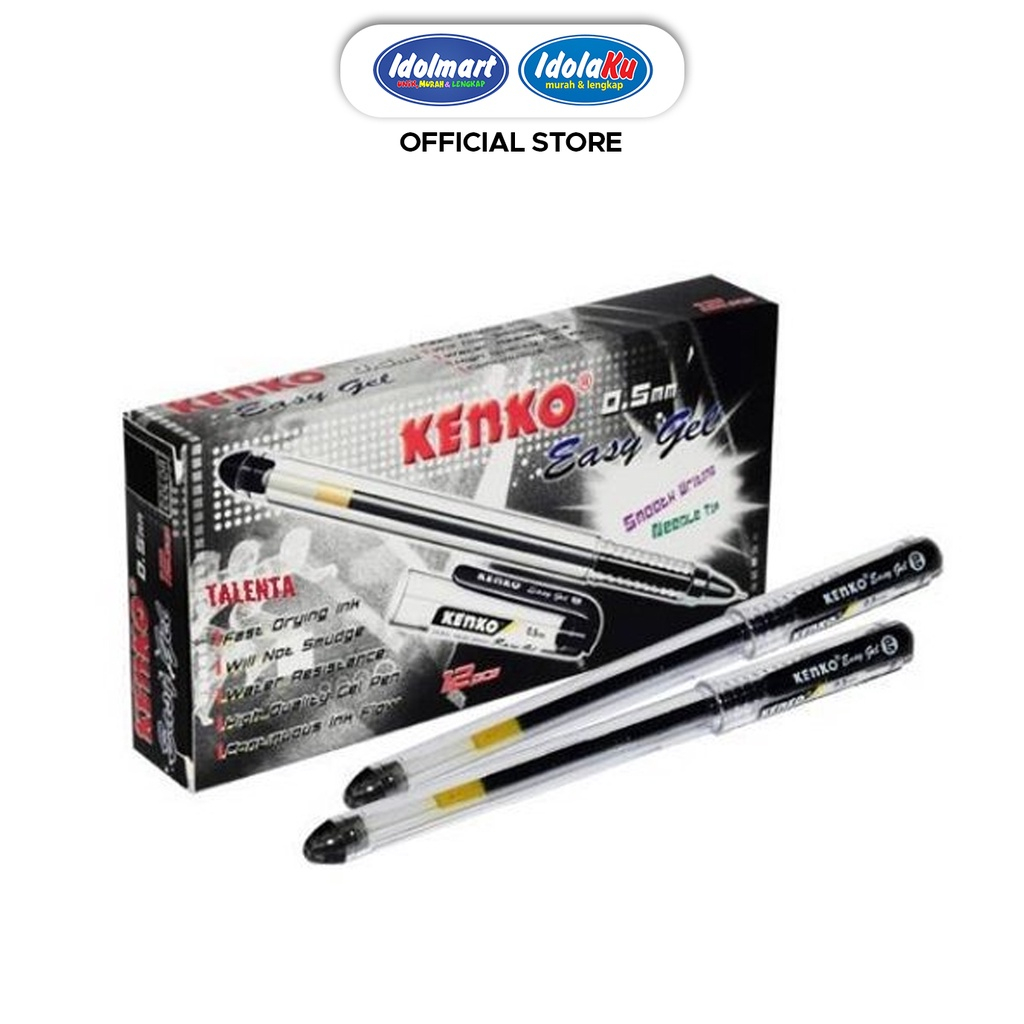 Jual IDOLMART Pulpen Gel Kenko Easy Gel Hitam 0.5mm / pcs Bandung