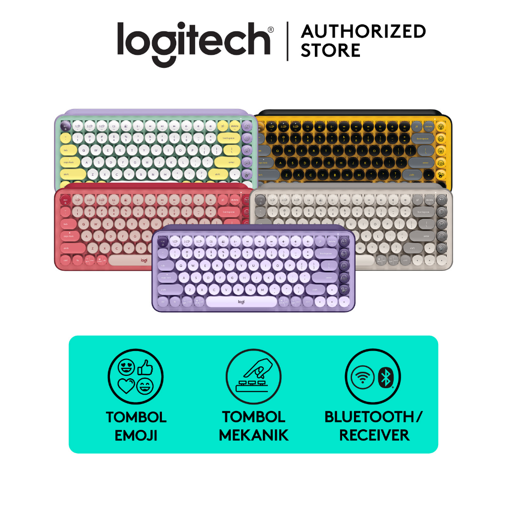 Jual Logitech POP Keys Keyboard Wireless Mechanical Compact, Emoji Keys ...