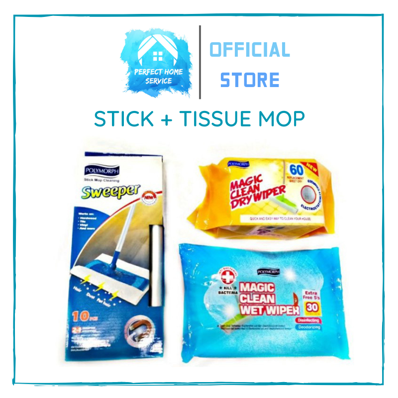 Jual STICK MOP CLEANING DAN TISSUE MOP MAGIC CLEAN WET AND DRY