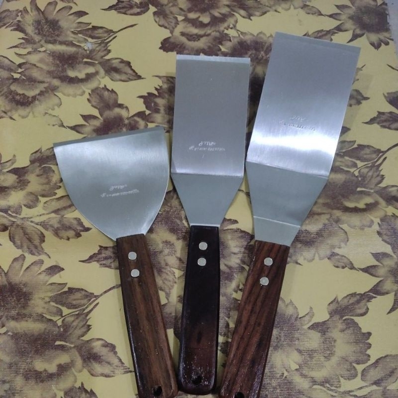 Jual spatula stainless anti karat untuk roti bakar /spatula bengkok