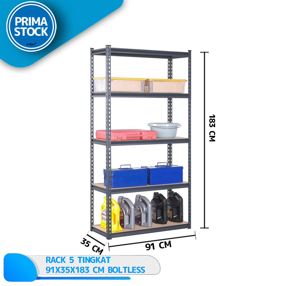 Jual RAK BESI SIKU LUBANG TANPA BAUT 5 TINGKAT 91X35X183CM BOLTLESS ...