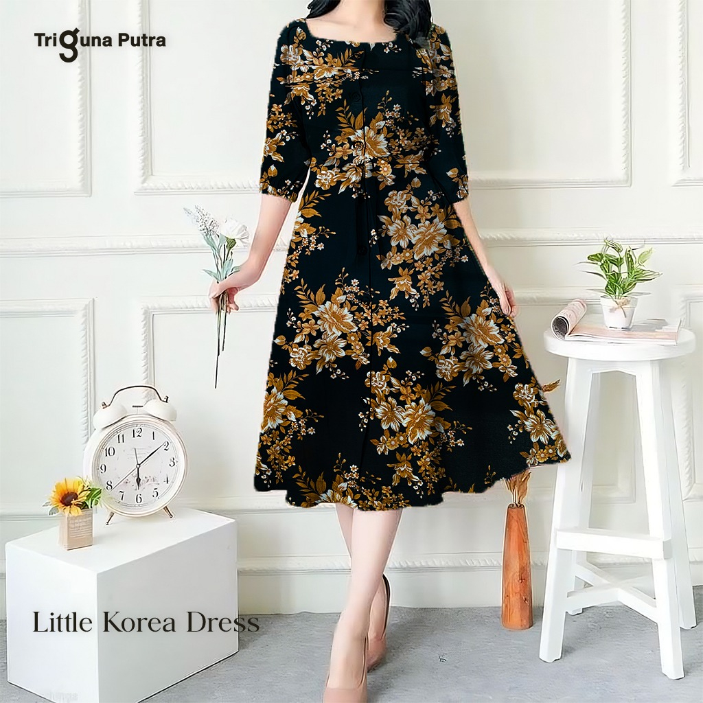 Jual Cod Hot Gaun Bunga Versi Korea Baru Midi Dress Korea Dress Pantai Dress Korea Dres